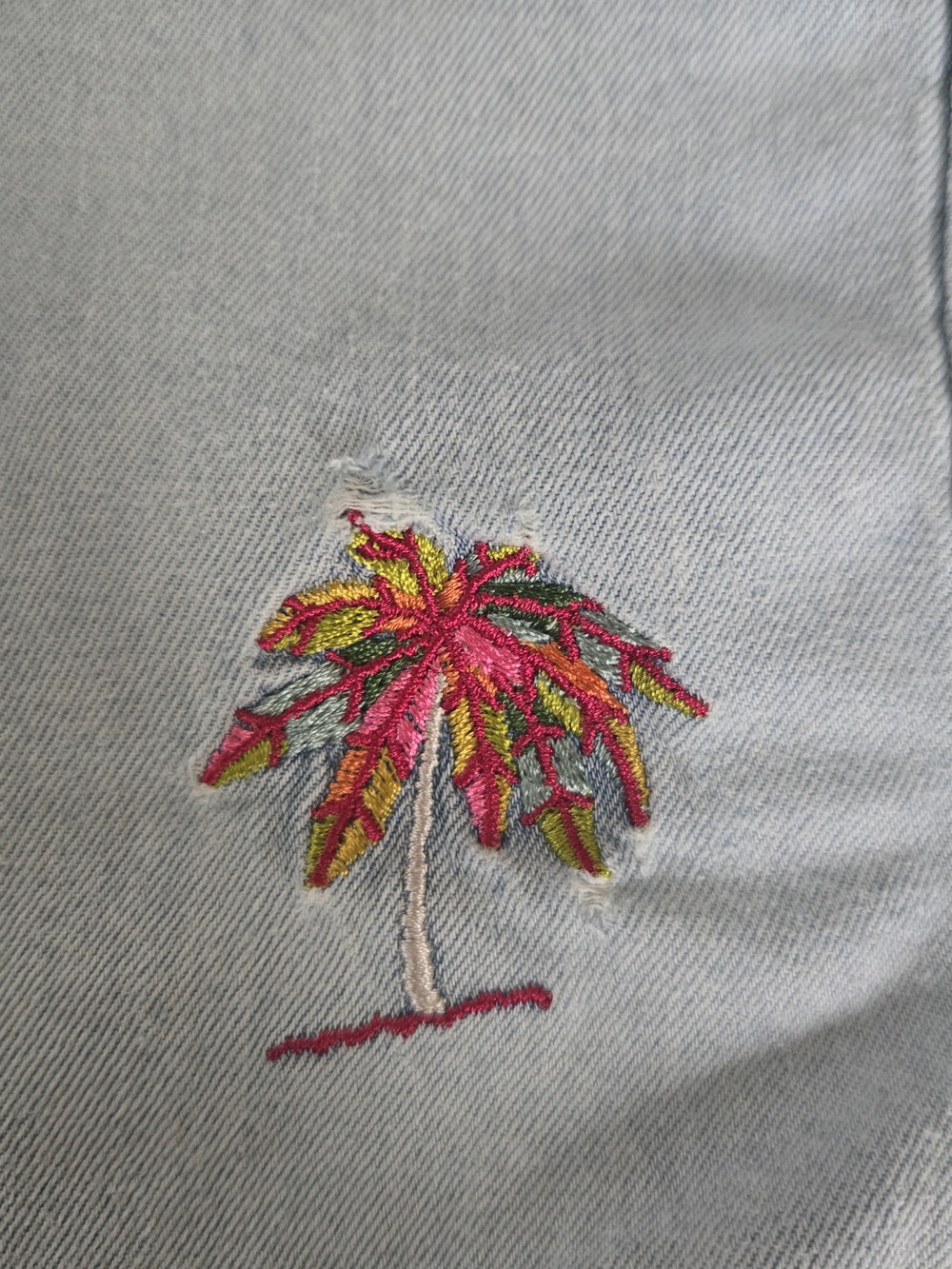 NATURAL LIFE Light Blue Denim Button-Down Shirt with Multicolor Embroidery - Picture 5 of 5